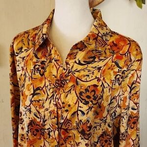 Rachel Zoe Floral Blouse in Orange and Black